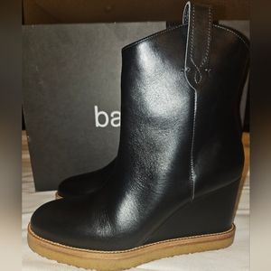 BA&SH CRISTINA black wedge boots NIB size 38 / 8
